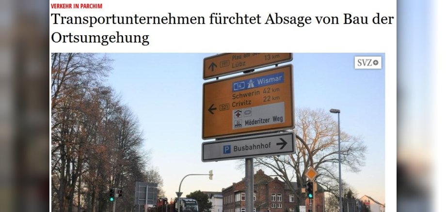 Artikel aus der SVZ zum Bau der Ortsumgehung