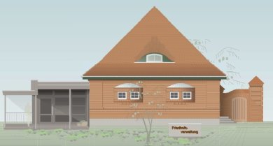 Friedhofsverwaltung Darstellung der Friedhofsverwaltung Ansicht Südost