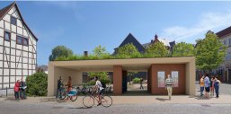 Fahrradstation Mönchhof Visualisierung der fertiggebauten Fahrradstation Mönchhof