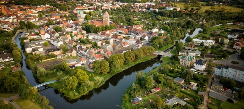 Luftaufnahme Westliche Altstadt Schleuse Katthagen