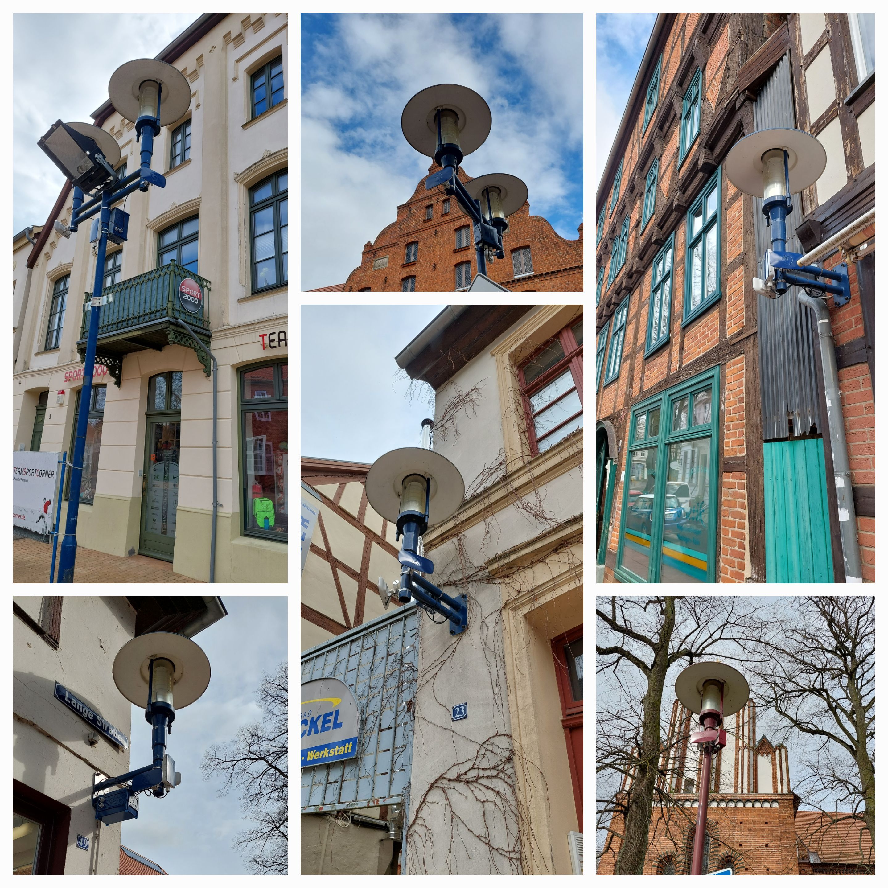 Verbreitungspunkte für das WLAN an den Straßenlampen
