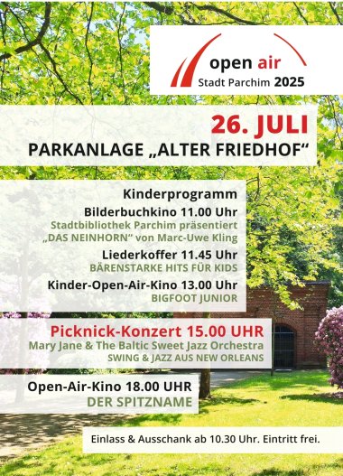 Das Picknickkonzert auf dem Parchimer Alten Friedhof bietet auch in diesem Jahr wieder volles Programm für Alt & Jung. Das Picknickkonzert auf dem Parchimer Alten Friedhof bietet auch in diesem Jahr wieder volles Programm für Alt & Jung.
