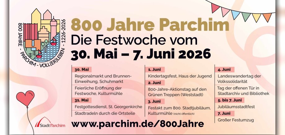 800 Jahre Parchim: Die Kreisstadt lädt zur großen Festwoche „Voll(er) Leben“ ein. 800 Jahre Parchim: Die Kreisstadt lädt zur großen Festwoche „Voll(er) Leben“ ein.
