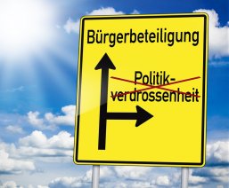 Wegweiser mit Bürgerbeteiligung und Politikverdrossenheit Wegweiser mit Bürgerbeteiligung und Politikverdrossenheit
