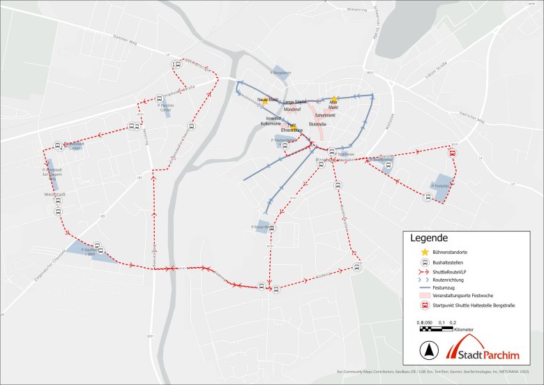 Verkehrsplan zum öffentlichen Nahverkehr zum Jubiläumswochenende.